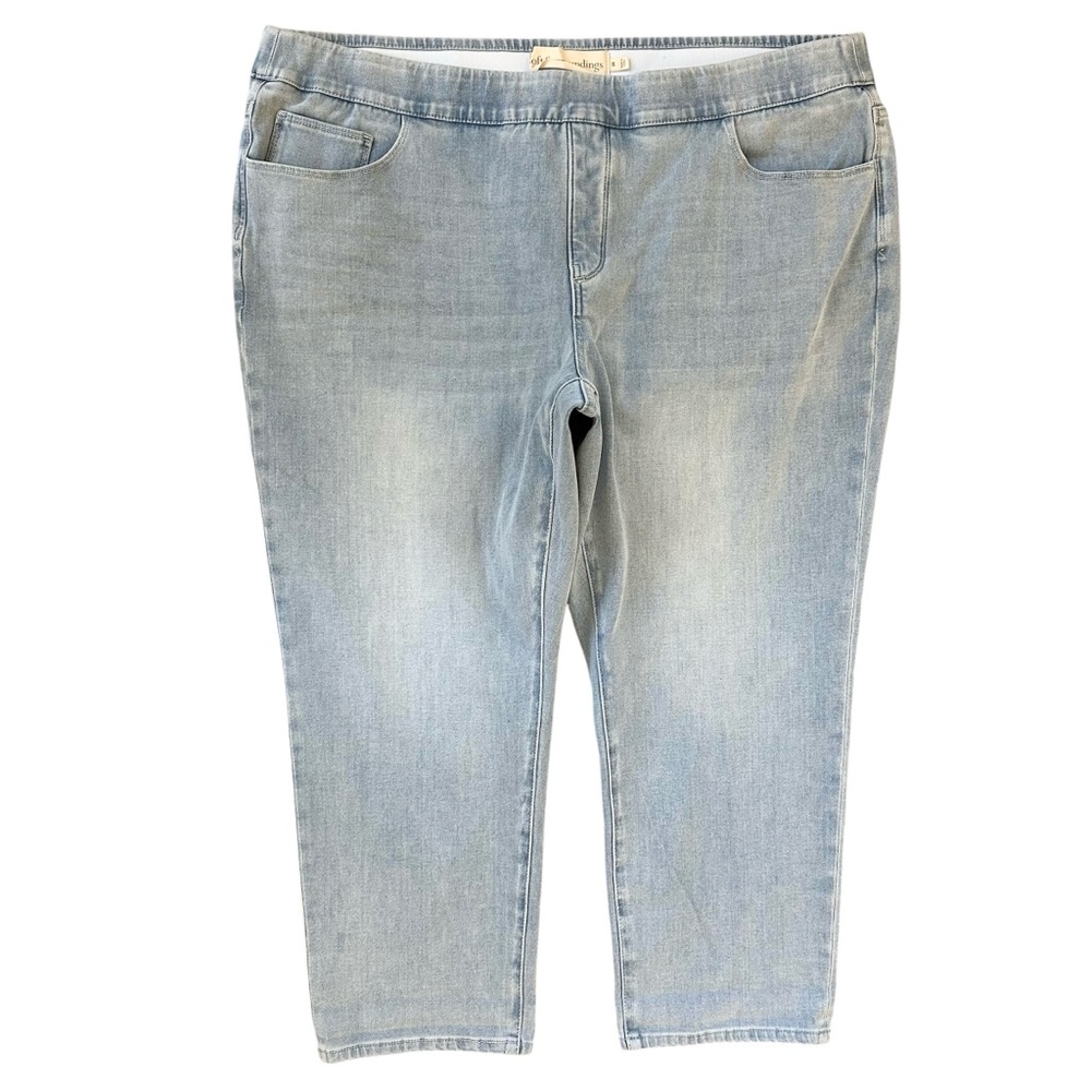 Soft Surroundings Light Wash Straight Waist Pull On Straight Leg Jeans Size 2X